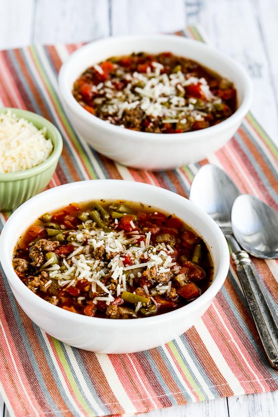 Instant Pot Soup with Ground Beef, Green Beans, and Tomatoes from Kalyn's Kitchen