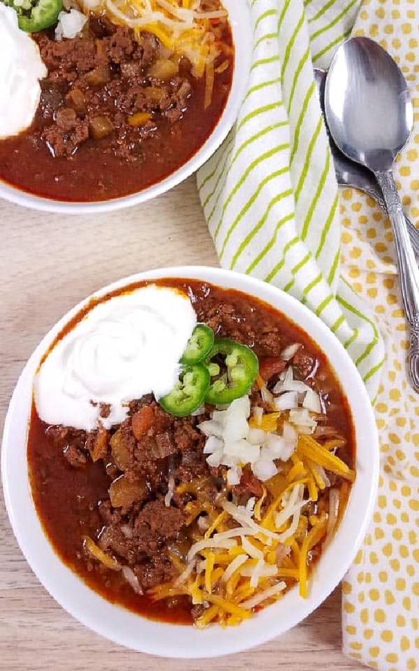Keto Instant Pot Beef Chili from Ditch the Carbs