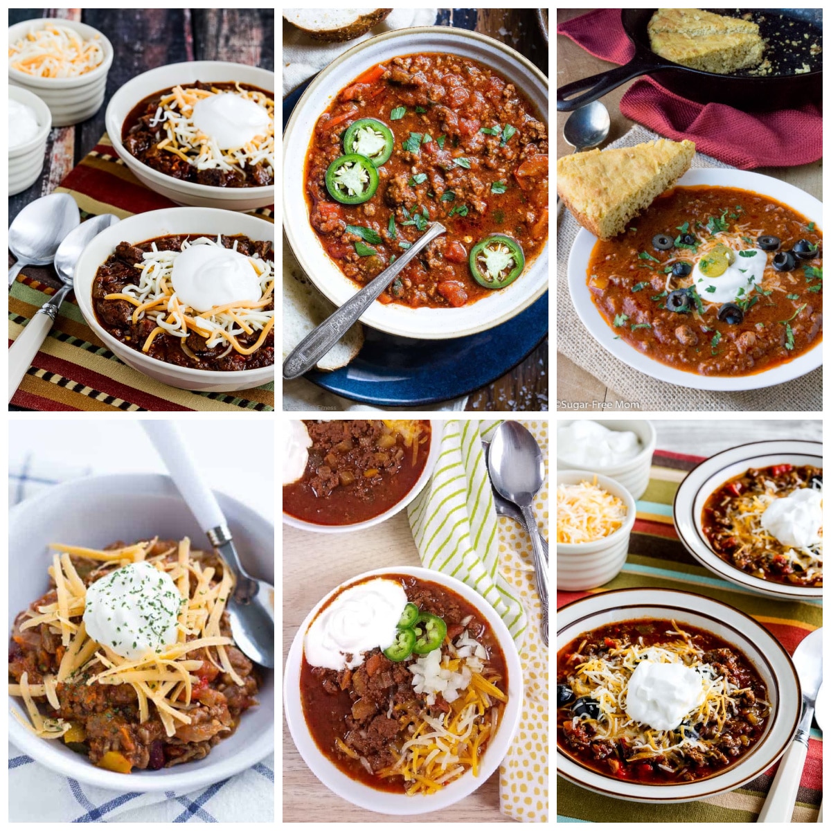 Slow Cooker and Instant Pot No-Bean Chili Recipes collage of featured recipes
