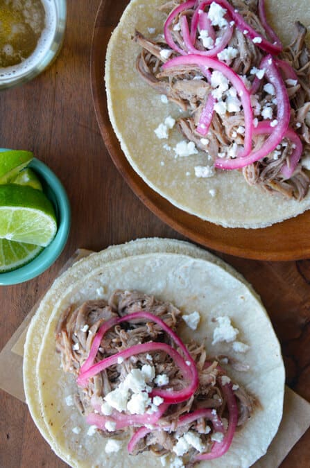 Simple Slow Cooker Pulled Pork Tacos from Just a Taste