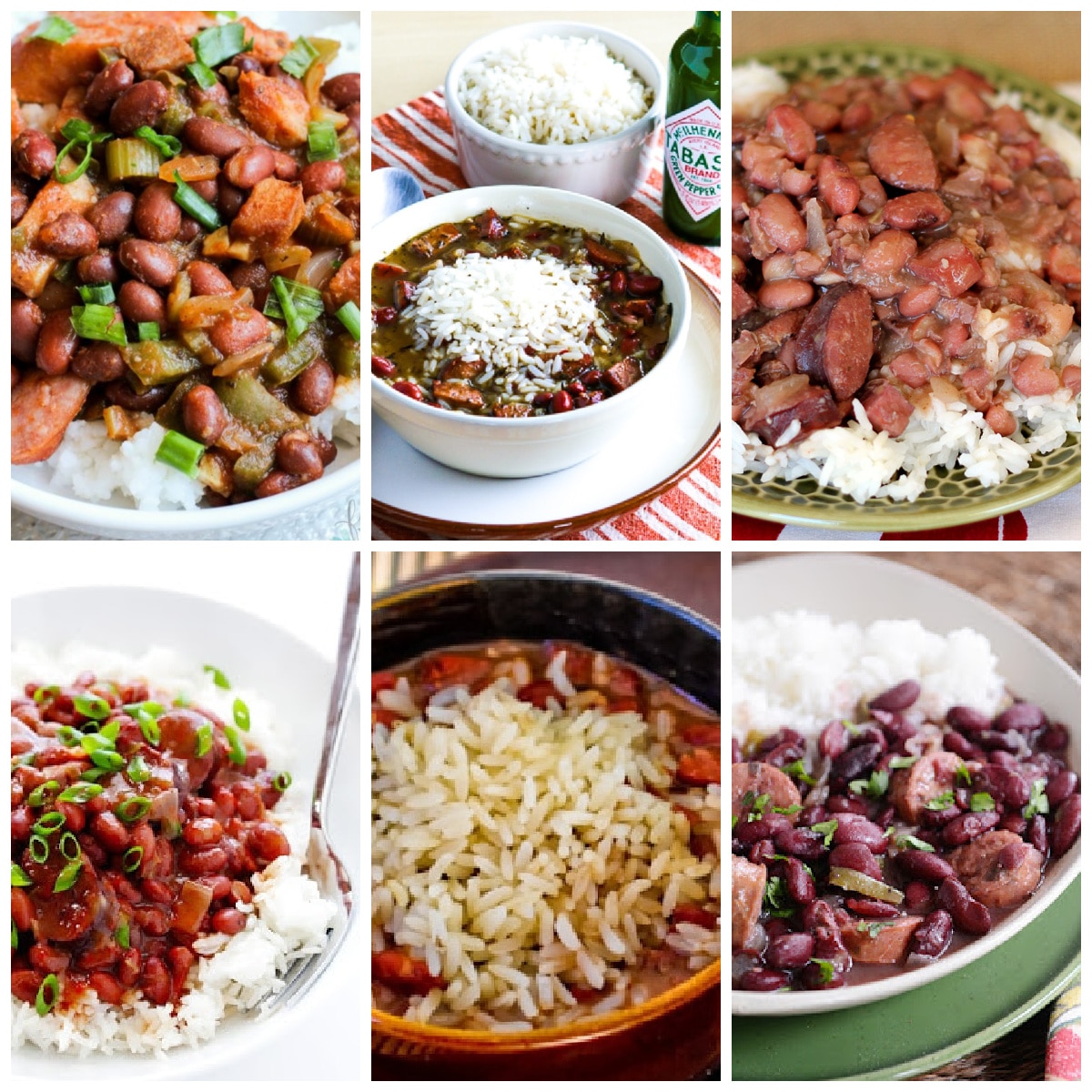Slow Cooker Red Beans and Rice Recipes collage of featured recipes