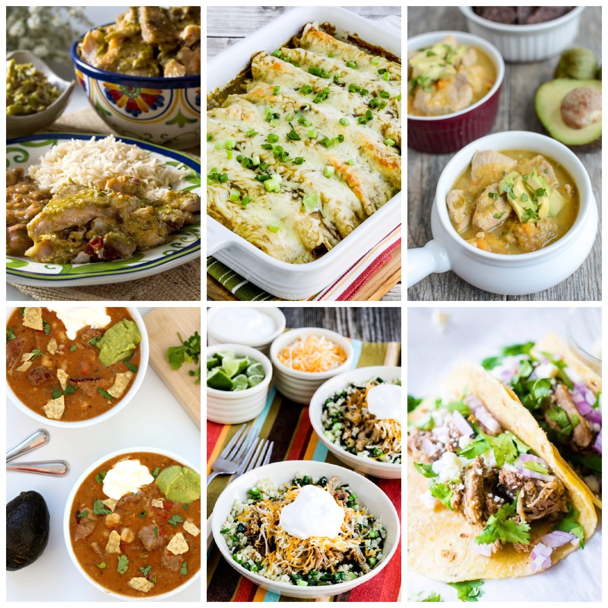 Instant Pot Green Chile Pork Recipes collage of featured recipes