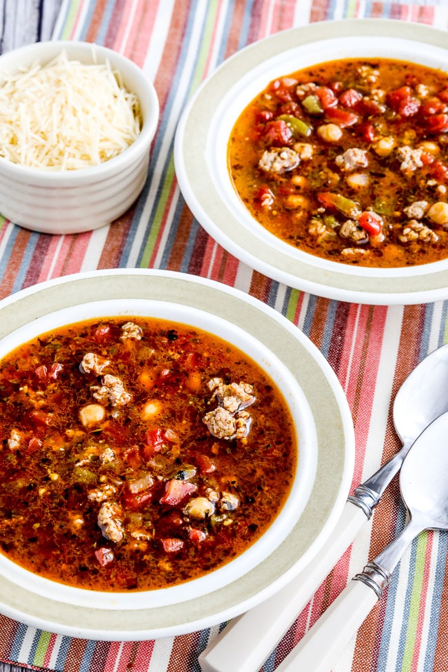 Instant Pot Sausage Soup with Pesto from Kalyn's Kitchen