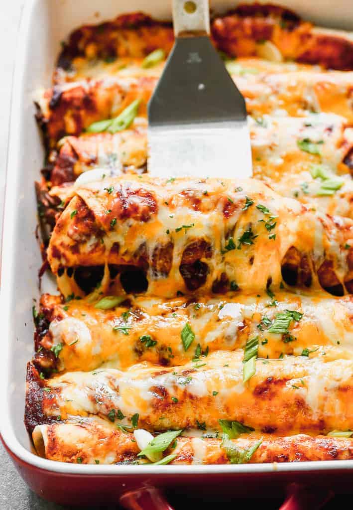 Slow Cooker Shredded Beef Enchiladas from Tastes Better From Scratch