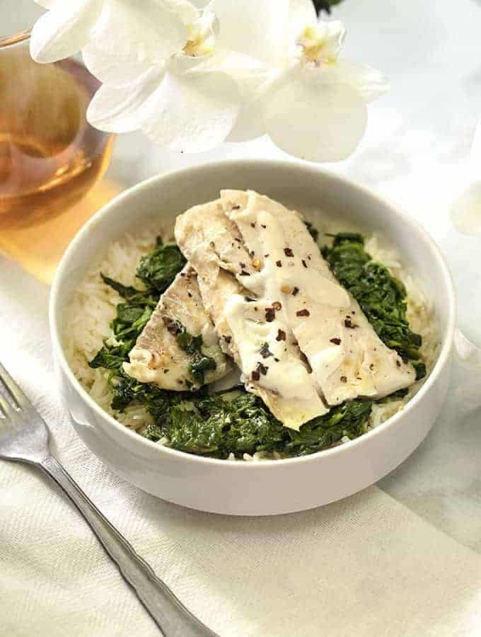 Instant Pot Haddock with Spinach from Two Sleevers