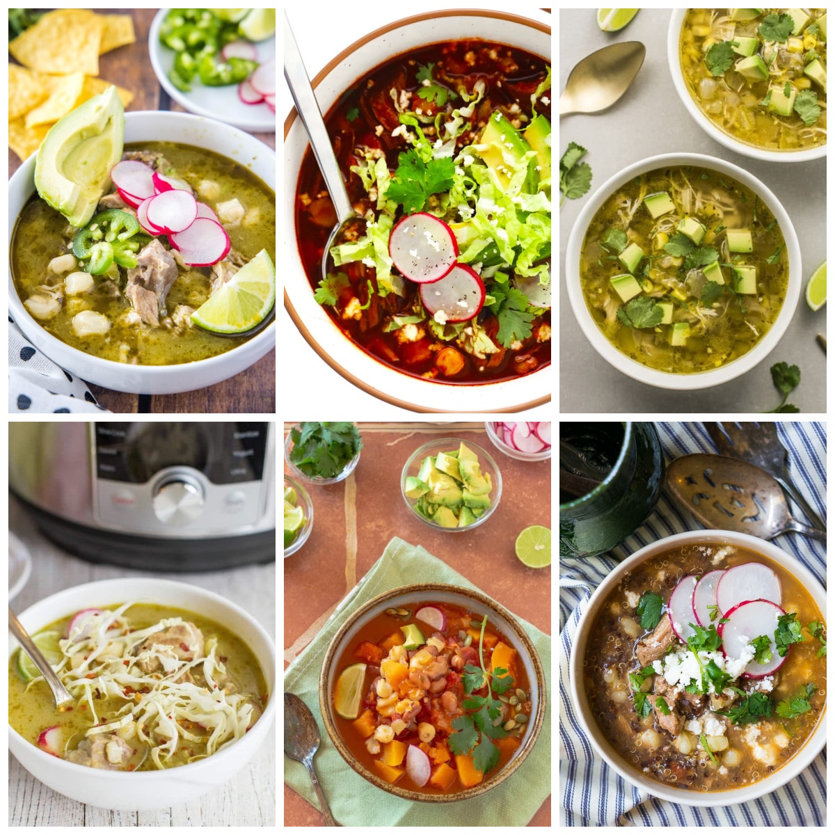 Instant Pot Pozole Recipes collage of featured recipes