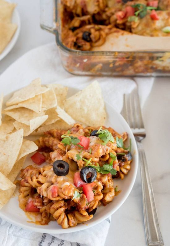 Instant Pot Chicken Enchilada Pasta from Pressure Cooking Today