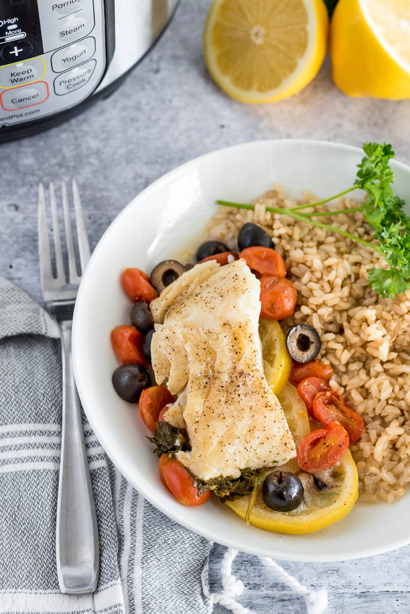 Mediterranean Instant Pot Fish en Papillote from Pressure Cooking Today