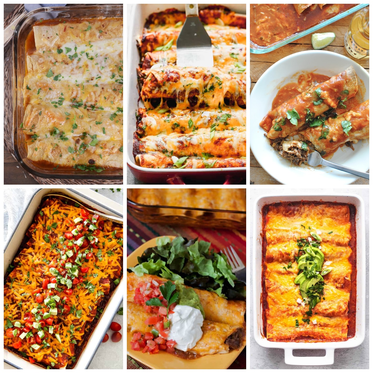 Slow Cooker or Instant Pot Recipes for Beef Enchiladas collage photo of featured recipes