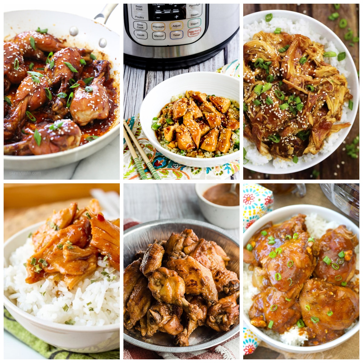 Instant Pot or Slow Cooker Teriyaki Chicken Recipes collage of featured recipe photos