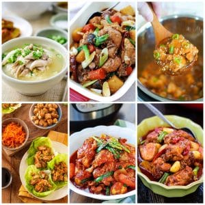 Slow Cooker or Instant Pot Recipes for Korean Chicken collage of featured recipes