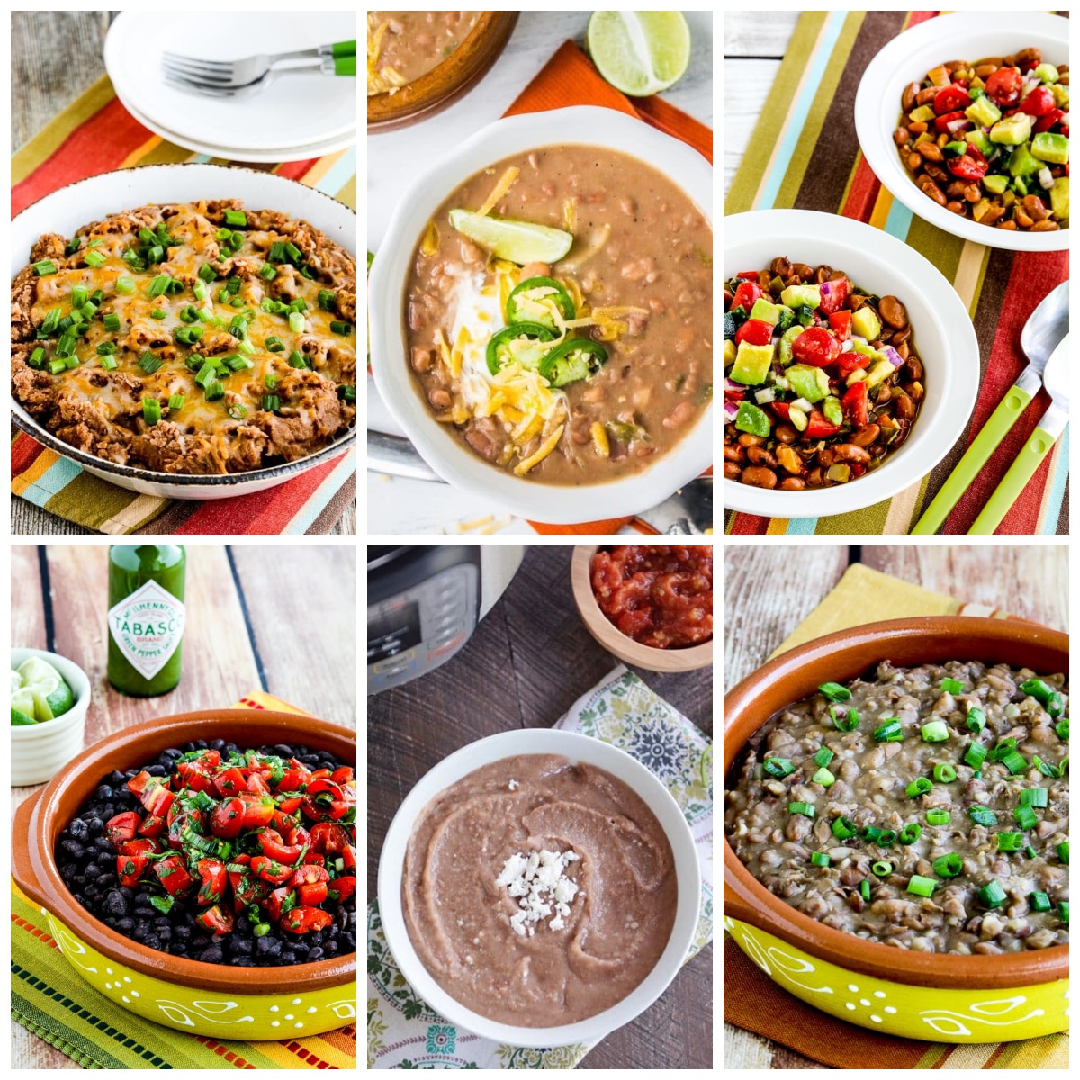 Instant Pot or Slow Cooker Recipes for Mexican Beans collage of featured recipes