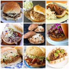 Slow Cooker Sandwiches with Chicken, Pork, or Beef collage of featured recipes