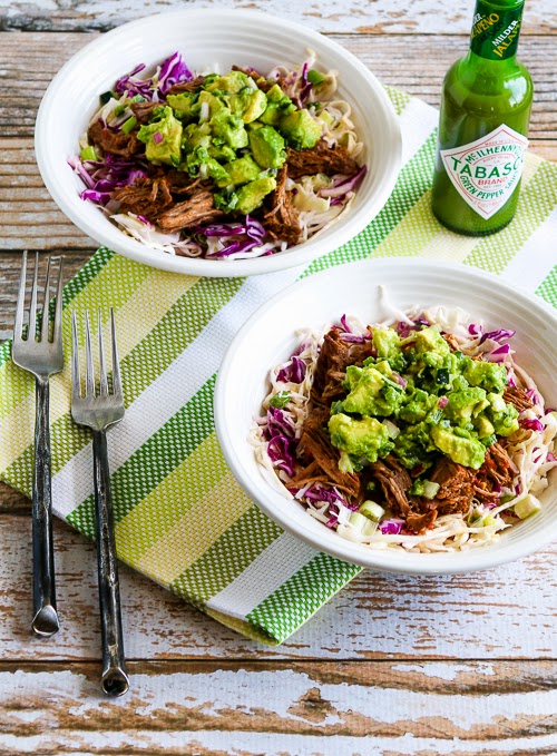 Green Chile Shredded Beef Cabbage Bowl from Kalyn's Kitchen