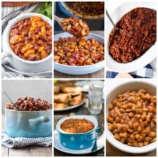 Vegetarian Baked Beans Recipes (Slow Cooker or Instant Pot) collage of featured recipes