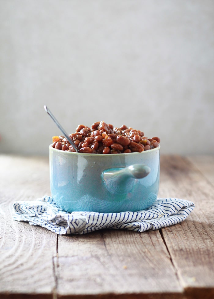 Slow Cooker Vegetarian Boston Baked Beans from Kitchen Treaty