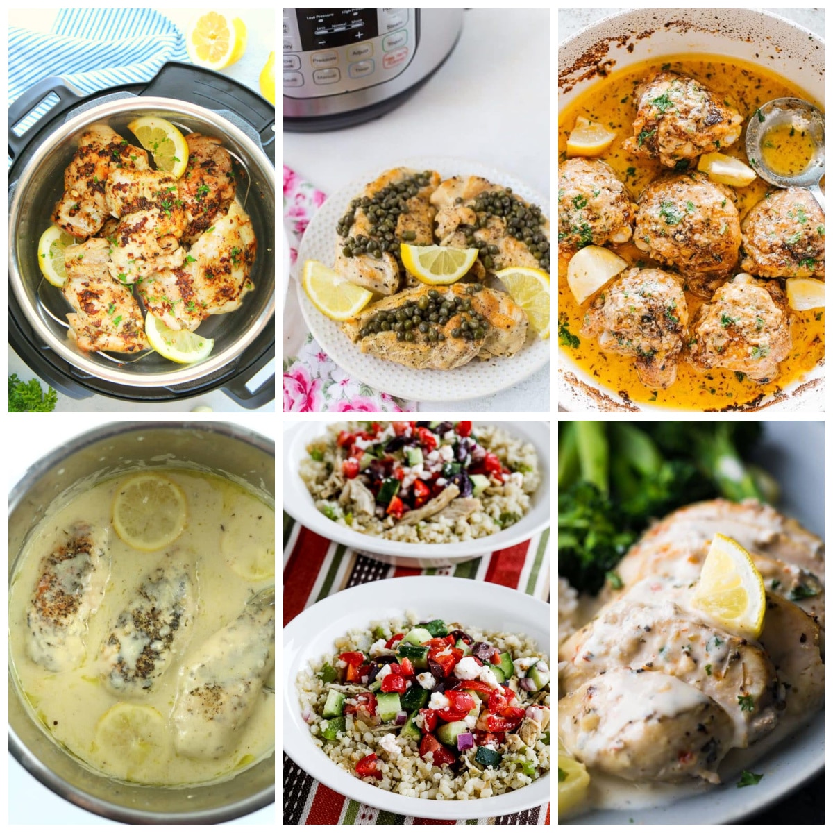 Instant Pot Lemon Chicken Recipes collage of featured recipes