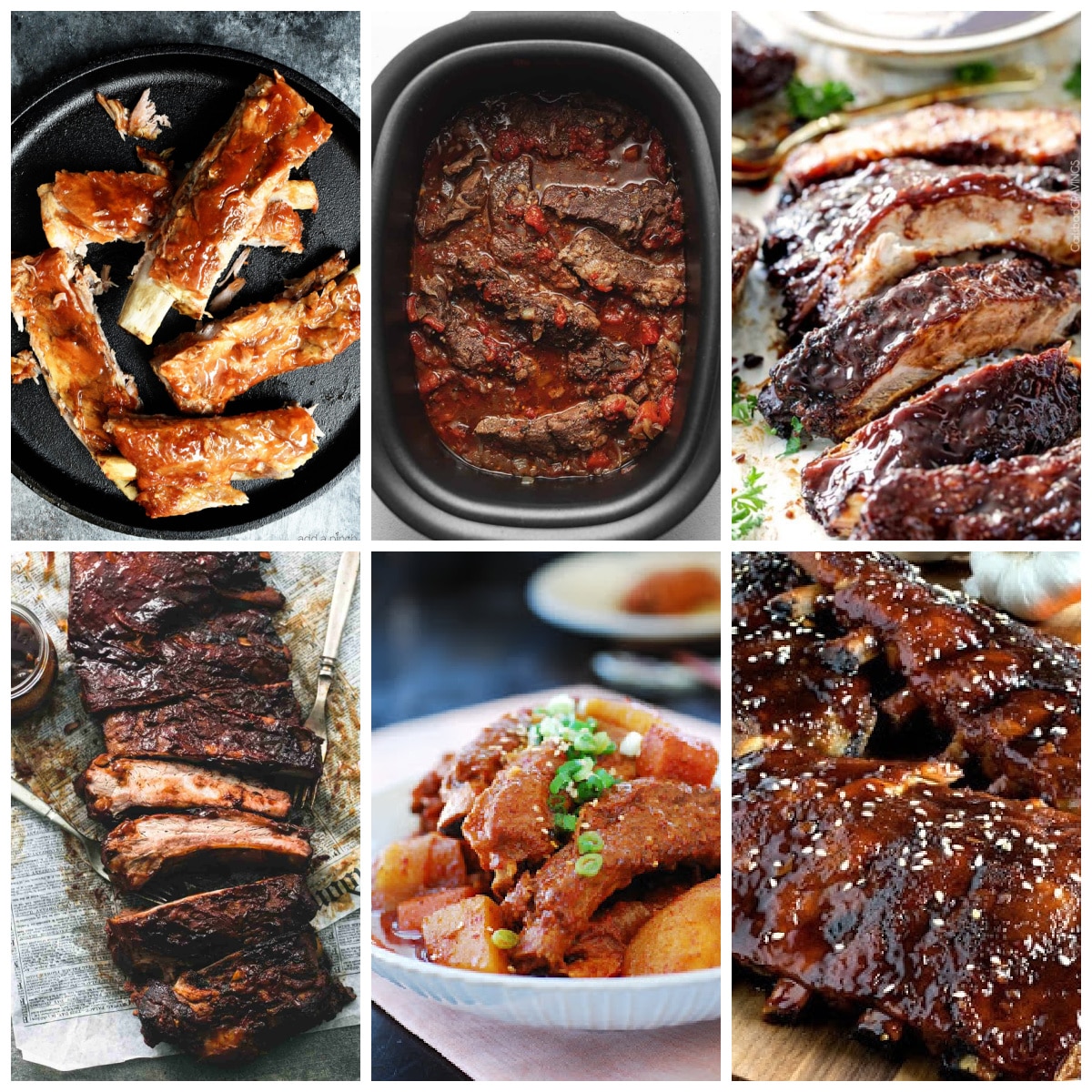 Slow Cooker Ribs Recipes collage of featured recipes