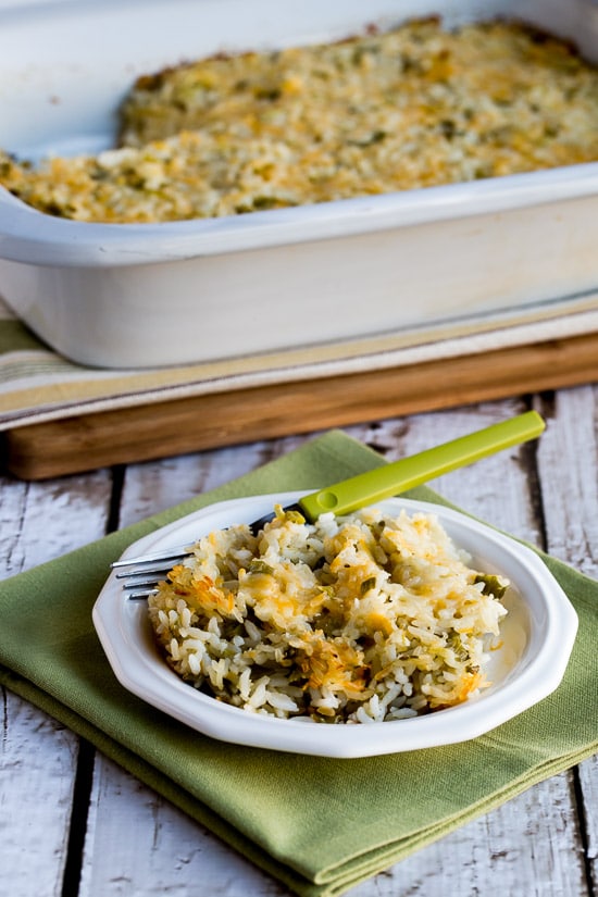 Slow Cooker Rice Casserole with Green Chiles and Cheese from Kalyn's Kitchen