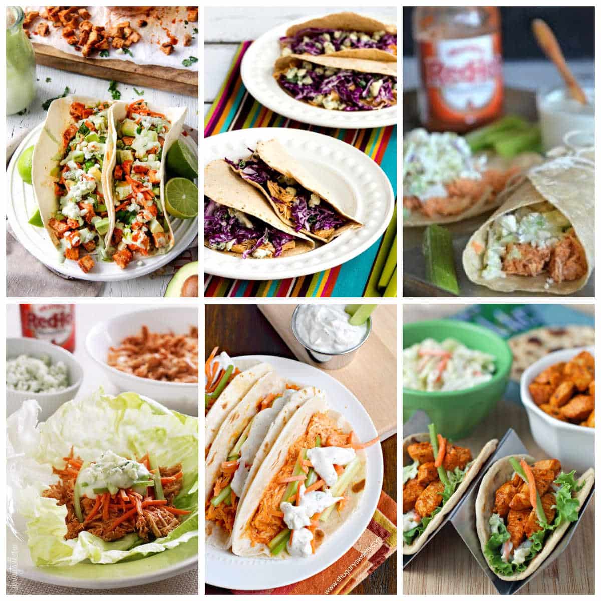 CrockPot Buffalo Chicken Tacos collage of featured recipes