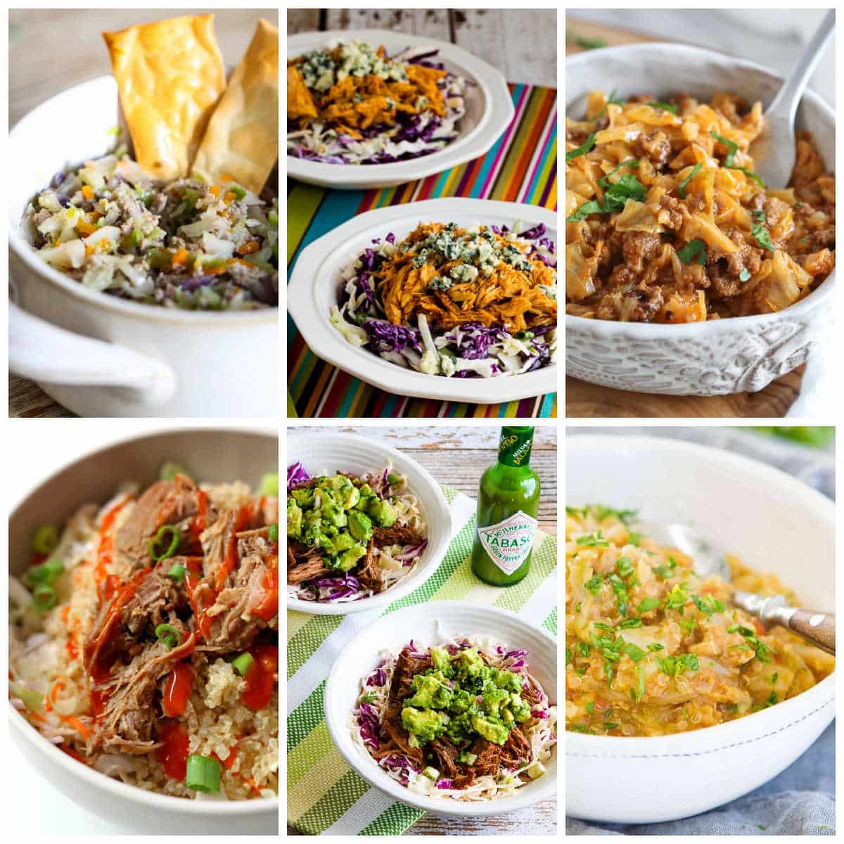 Slow Cooker and Instant Pot Cabbage Bowls collage of featured recipes