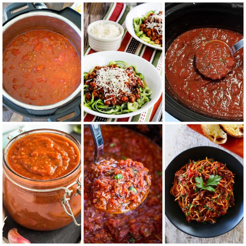 Slow Cooker and Instant Pot Pasta Sauce Recipes collage of featured recipes