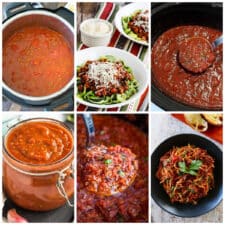 Slow Cooker and Instant Pot Pasta Sauce Recipes collage of featured recipes
