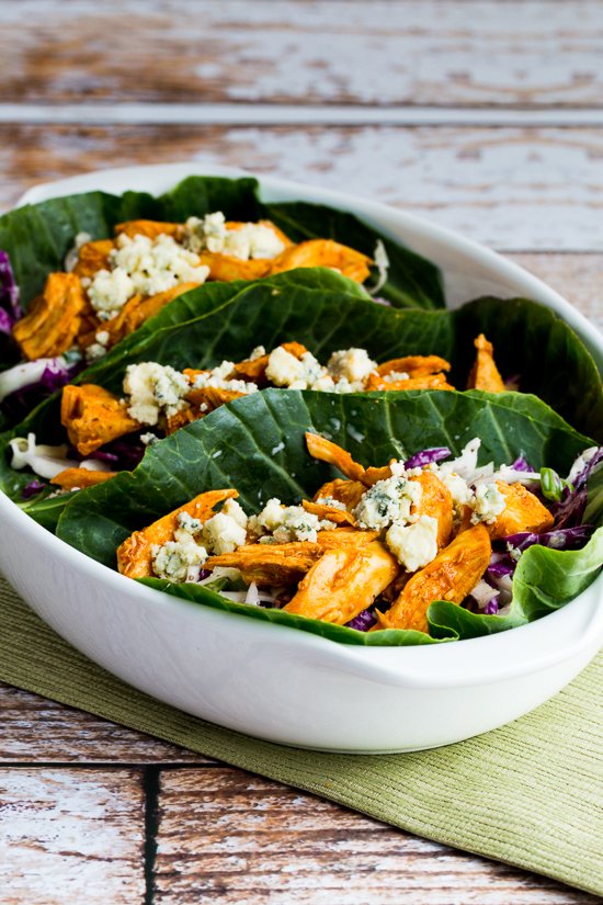Buffalo Chicken Wraps with Blue Cheese Slaw from Kalyn's Kitchen