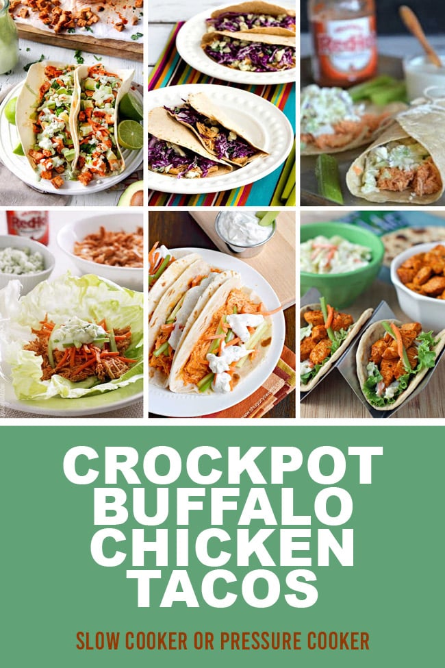Pinterest image of CrockPot Buffalo Chicken Tacos