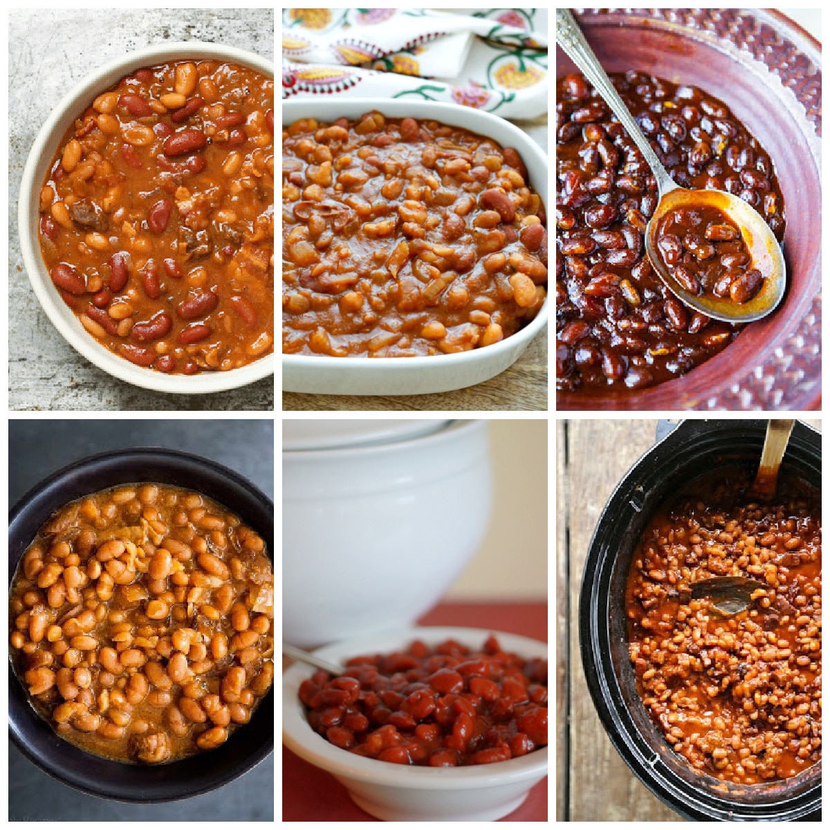 Slow Cooker Baked Beans Recipes collage of featured recipes
