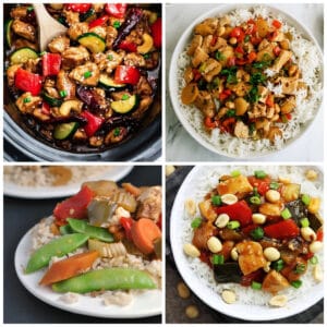 Slow Cooker Kung Pao Chicken collage of featured recipes