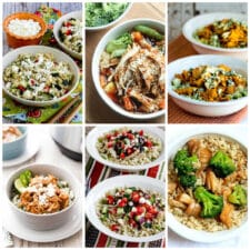 Slow Cooker and Instant Pot Rice Bowls collage of featured recipes