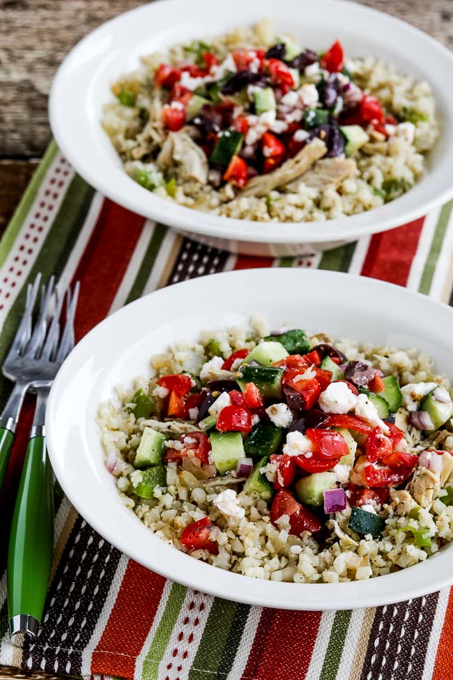 Instant Pot Cauliflower Rice Greek Chicken Bowls from Kalyn's Kitchen