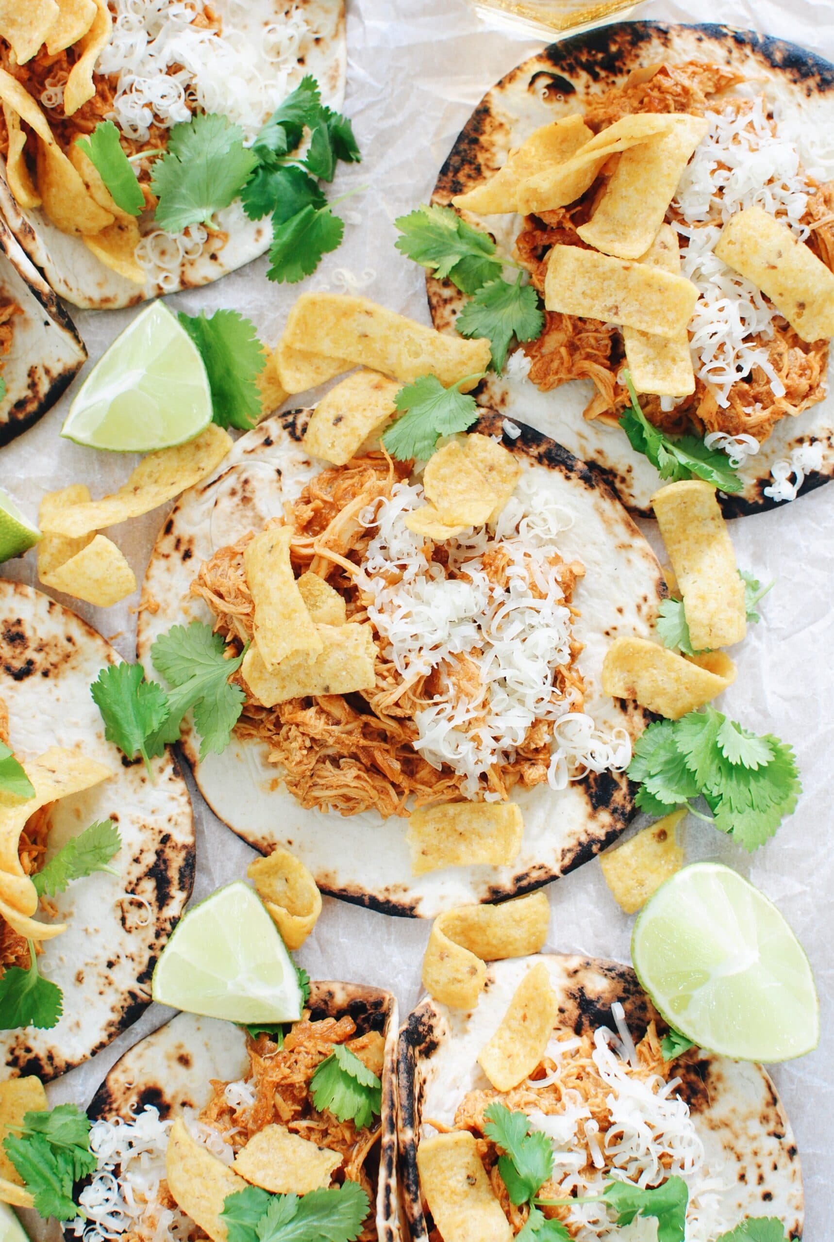 Slow Cooker Shredded BBQ Chicken Tacos from Bev Cooks