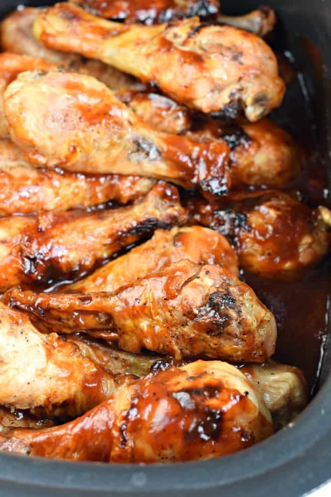 The Best Sweet and Tangy Slow Cooker BBQ Chicken from Shugary Sweets