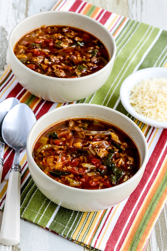 Slow Cooker Ground Beef Soup with Cabbage from Kalyn's Kitchen