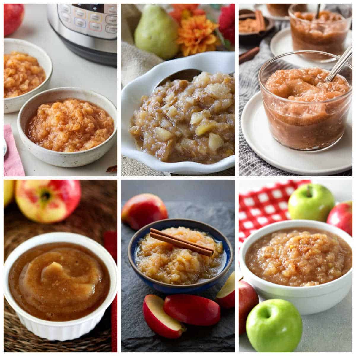Slow Cooker and Instant Pot Applesauce Recipes collage of featured recipes