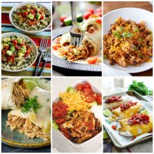 Slow Cooker or Instant Pot Chicken Burritos Recipes collage photo