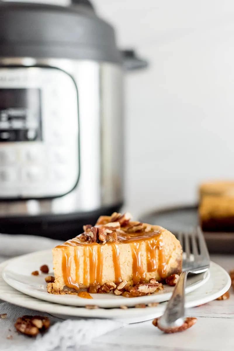 Instant Pot Pumpkin Caramel Cheesecake from Pressure Cooking Today