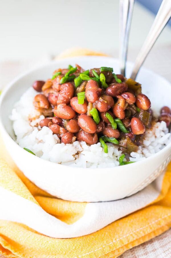 Pressure Cooker Vegetarian Red Beans and Rice from Kitschen Cat