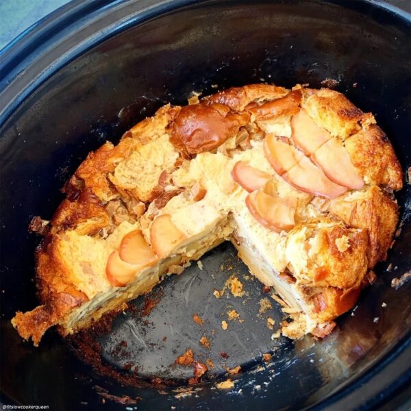 Slow Cooker Apples, Honey, and Challah Bread Pudding from Fit Slow Cooker Queen