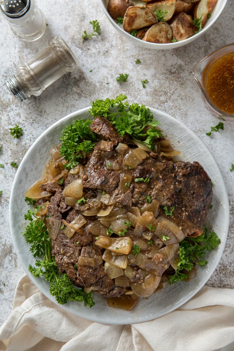 Slow Cooker Black Forest Pot Roast from Recipe Girl shown on serving plate.