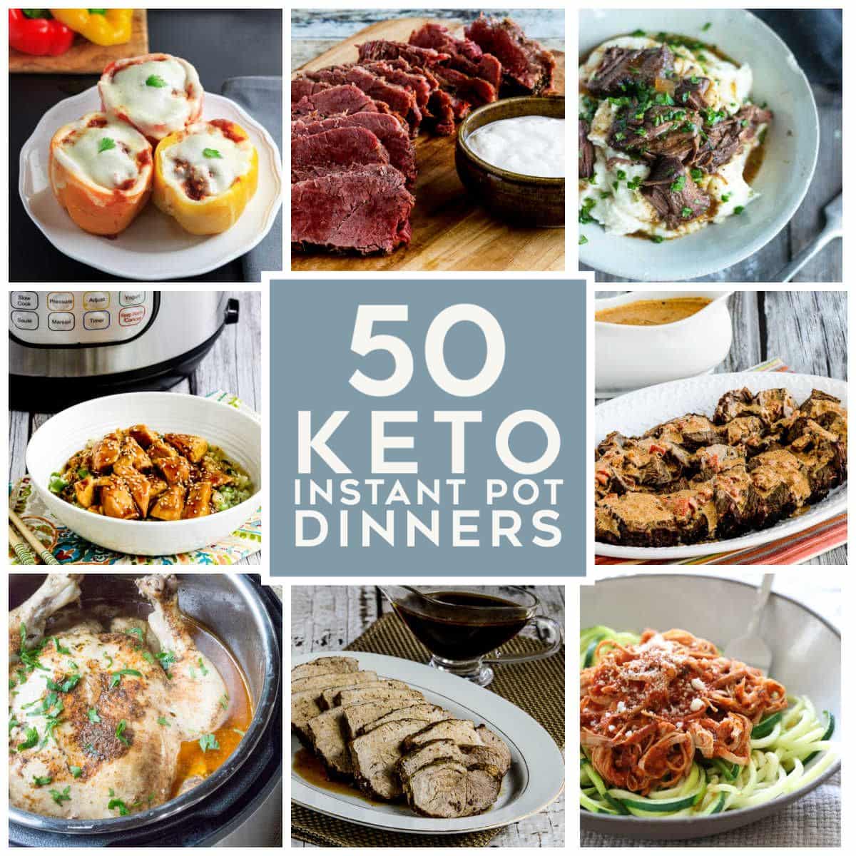 50 Keto Instant Pot Dinners collage of featured recipes with text overlay