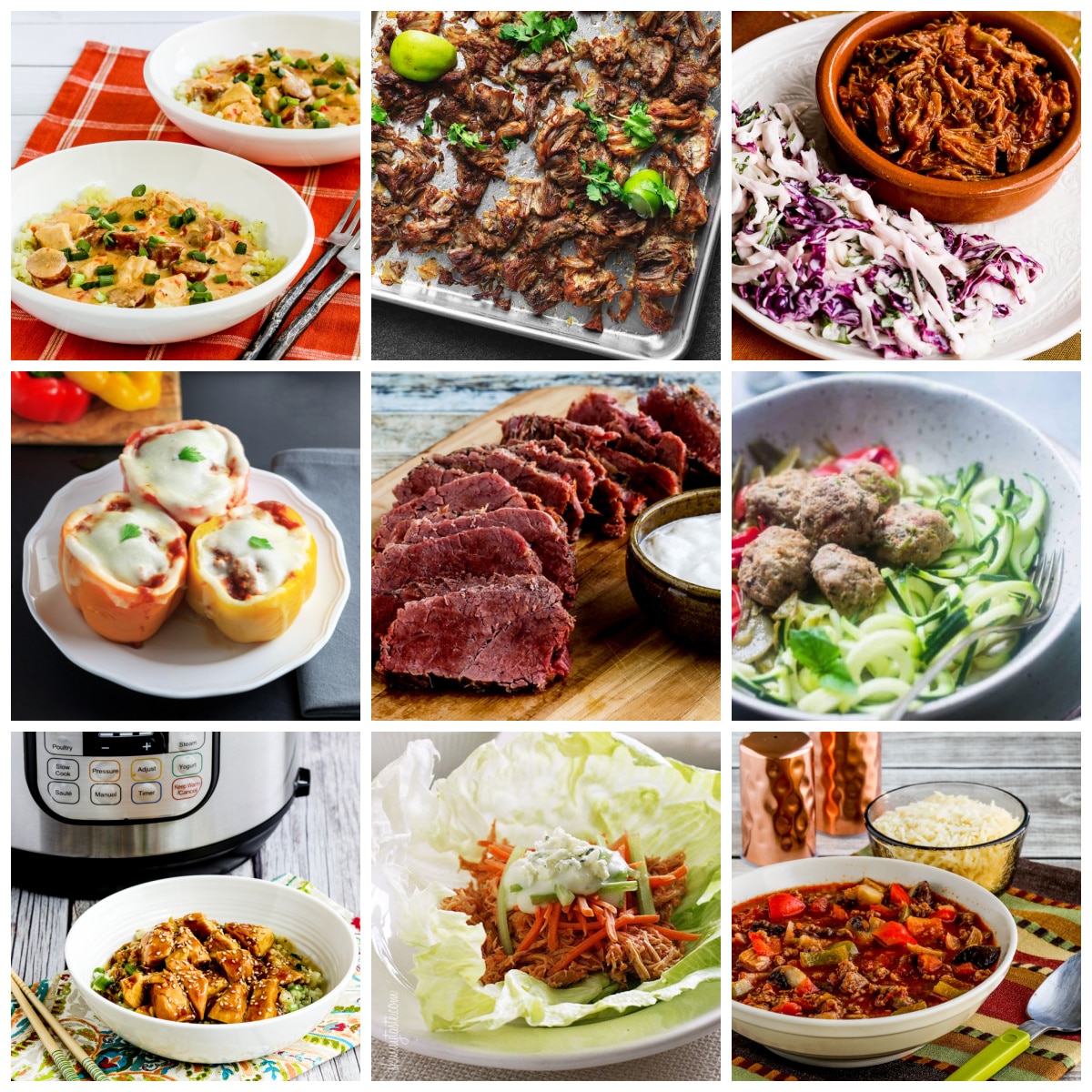 Low-Carb Instant Pot Recipes collage of featured recipes