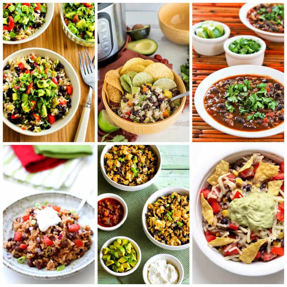 Black Beans and Rice Recipes (Slow Cooker or Instant Pot) collage of featured recipe photos