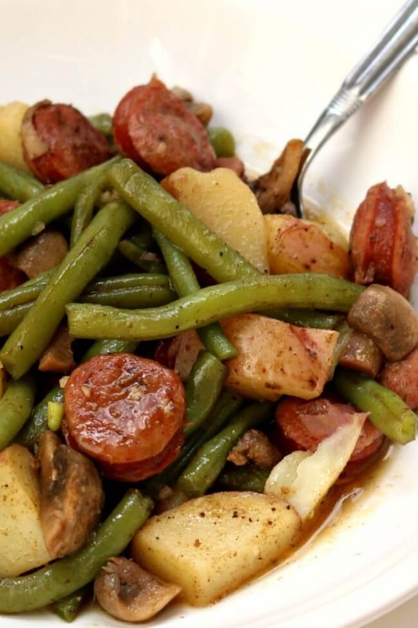 Instant Pot Cajun Sausage, Potatoes and Green Beans from 365 Days of Slow + Pressure Cooking