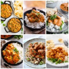 Slow Cooker and Instant Pot Butter Chicken Recipes collage of featured recipes