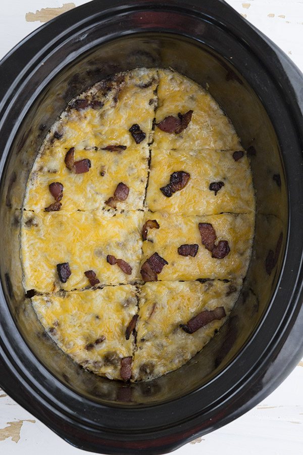 Slow Cooker Bacon Cheeseburger Pie from All Day I Dream About Food