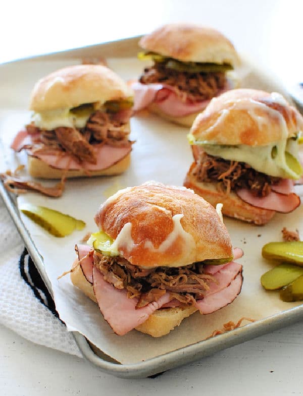 Slow Cooker Cuban Sliders from Bev Cooks