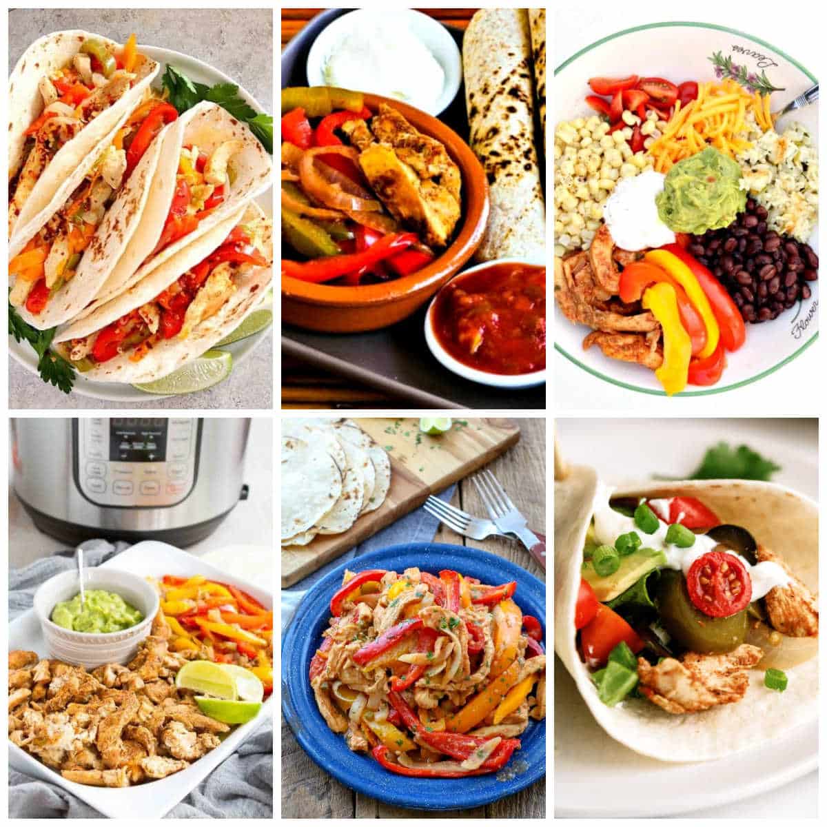 Slow Cooker or Instant Pot Chicken Fajitas collage of featured recipes